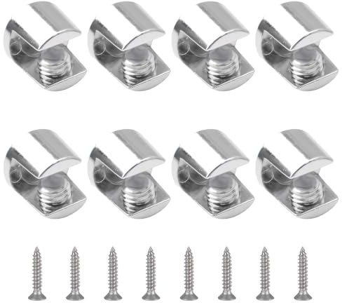 UFURMATE Glass Shelf Bracket, 8Pcs Wall Mounted Adjustable Glass Shelf Clamp Clips Polished Chrome Zinc Alloy Glass Clamp Brackets Supports Cylindrical Mounting Brace for 8-12mm Thick Glass
