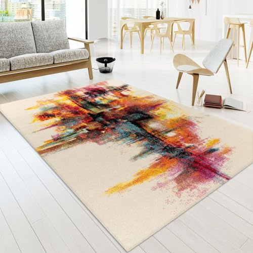 TT Home Tappeto Salotto Moderno Soggiorno Pelo Corto Moderno Motivo Astratto Colorato, Colore:Multicolore, Dimensione:120x170 cm