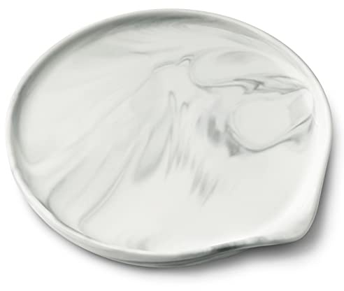 Oversized Spoon Rest,Ceramic Spoon Rest for Kitchen Counter Dishwasher Safe Marble Decor Spoon Holder for Kitchen,7 Inches