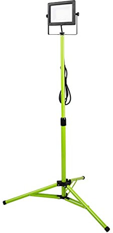 Luceco Treppiede LED a Testa Singola, Sottile, Regolabile, Multiposizione, Pieghevole, Cavo da 2,5 m, Resistente alle Intemperie, Nero/Verde, IP65, 50W, 4000lm, 5000K, EFLDTS50B50