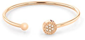 Tommy Hilfiger Jewelry Offenes Bangles Armband für Damen aus Edelstahl mit Kristallen - Erhältlich aus Gold, Nelkengold oder Silber