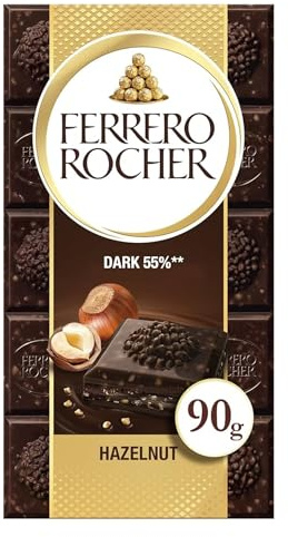 Ferrero Rocher Tafel - Feine Bitterschokolade mit Haselnuss - 70 Prozent Kakao im Schokoladenmantel - 1 x 90 g Schokoladentafel