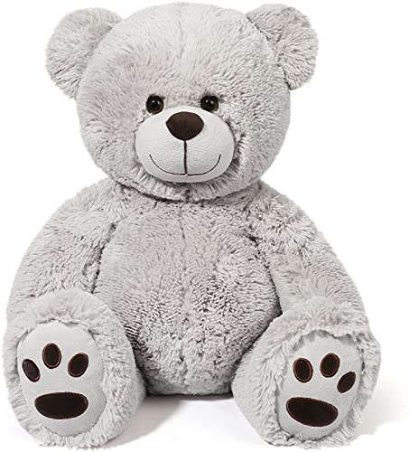 LotFancy Teddybär Kuscheltier 50cm, Plüschtier Stofftier Teddy, Süßes Geschenk für Kinder Mädchen Freundin, Geburtstag, Valentinstag, Weihnachten, Grau