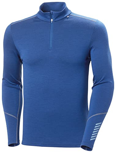 Helly Hansen Hommes Lifa Mérinos Poids Moyen 1/2 Zip, Bleu Marine, 2XL