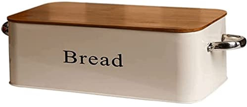 TIANYIA Portapane Scatola per Il Pane in Metallo con Coperchio in bambù, Contenitore per Il Pane Vintage con Manici, per Mantenere Il Pane Fresco, Contenitore per Il Pane da Cucina Regali