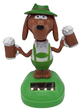 Solar Powered Dancing Toy, Cute Dog Swinging Animated Dancer Bobble Head Beer Dog Toy Car Decoration Kids Toys Gifts