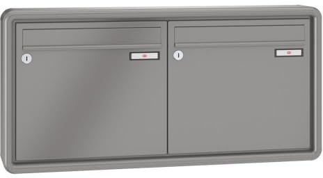 RENZ / RS2000 / 2er Aufputz-Briefkastenanlage Wand-Briefkasten/RAL-Farbe 9007 Volumen 12 L/Dein-Briefkasten.de
