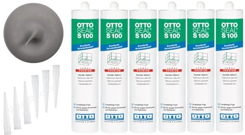 OTTOSEAL S 100 Premium-Sanitär-1K-Silicon Dichtstoff matt 6 Kartuschen auf Acetat Basis Otto Chemie (6x matt manhattan C8679)