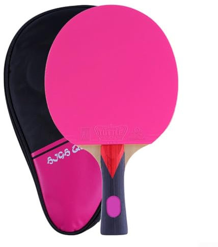 Zoegneer Bunter Einzelschläger, Kreuzschläger, Tischtennisschläger, 7-lagig, Holzschläger, FL, langer Griff, Rosa, XGLO2EC46KW0JKO67ZPUI