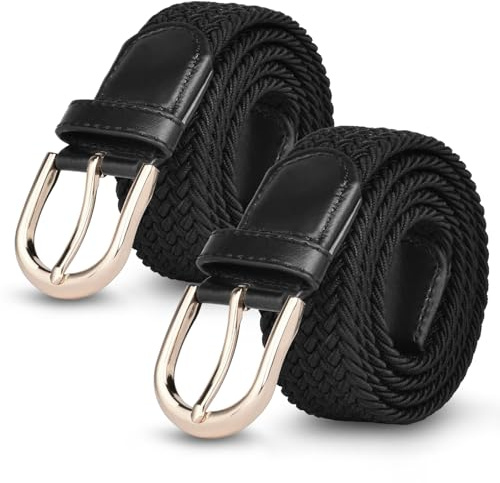flintronic Unisex Stoffgürtel Stretchgürtel, Elastischer Stoffgürte, Stretch Flechtgürtel, Geflochtener Stretchgürtel, Dehnbarer Gürtel für Damen und Herren, Breite 3.3cm/Länge 107cm