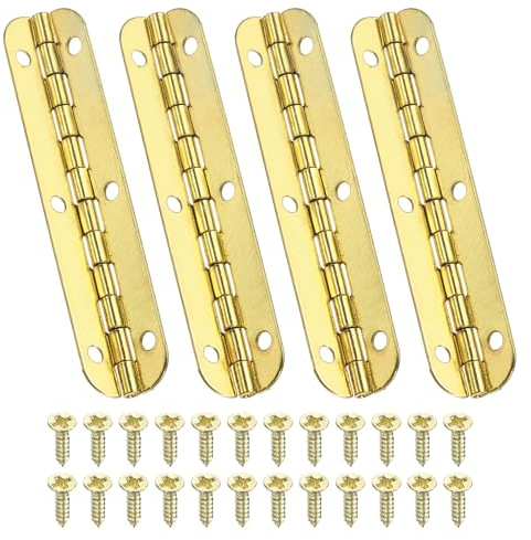 PATIKIL 4 Stück Mini Scharniere Klappbar 90 Grad, 65x15mm Metall Scharnier Steckverbinder mit Schrauben, Kleine Klappscharniere Gold Türscharniere für Schmuckbox Holzkisten Schubladen