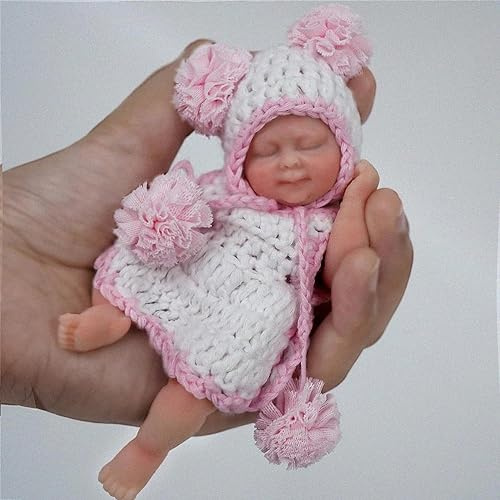 Mire & Mire 11.43 cm Miniatur-Reborn-Babypuppe Mädchen Realistisches Silikon Ganzkörper Mini Neugeborenes Handgemachtes Stressabbau-A