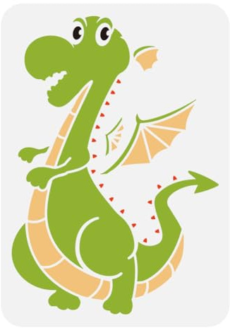 FINGERINSPIRE Malschablone Mit Cartoon Drachen 21x29.7cm Süßes Dinosaurier Muster Wiederverwendbare Drachen Schablone Zum Malen Fantasy Thema Drachen Schablone Zum Malen Auf Holz Wandmöbeln