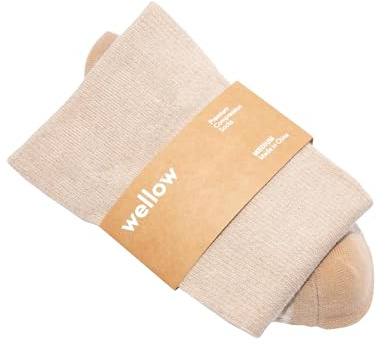 Wellow Knee High Compression Socks for Men & Women | 18-25 mmHg Made with Viscose from Bamboo | Nurses & Pregnancy Support | Relieves Swelling | Regular, MD, Sesame - Twist