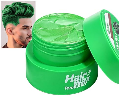 Tillfällig hårfärg grön, styling håroner för kvinnor och män, naturlig frisyr pomade, hårvax hårfärgningsmedel vax för fest, cosplay och halloween