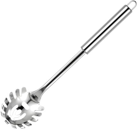 Yuanchu Spaghettilöffel, Professionelle Nudelkelle mit Ergonomischer Griff Spaghetti Portionierer Edelstahl Poliert Spülmaschinengeeignet 30cm Hängbar Perfekt für Spaghetti Linguini und Pasta