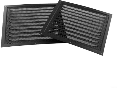 Honseadek Cubierta de ventilación de aire antracita, cubierta de ventilación cuadrada de metal de 25 x 25 cm, rejillas de ventilación de acero inoxidable de diseño eficiente con pantallas de insectos