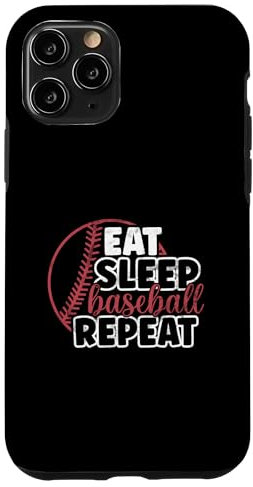 Coque pour iPhone 11 Pro Eat Sleep Baseball Repeat Pichet de baseball Attrape Lancer