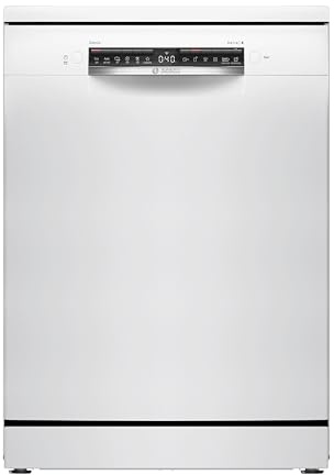 Bosch Freistehender Geschirrspüler 60 cm, Serie 4, SMS4HTW00E, Besteckkorb, Silence Programm - Extra leise spülen, Extra Trocknen, Hygienisch rein, Home Connect, Programmassistent, AquaStop, weiß