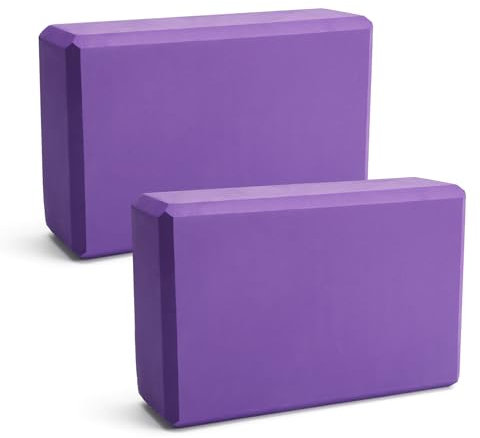 ZMDMAH Yoga Block 2er Set Yogablock YogablöCke Hochdichter Eva-Schaum,Rutschfest Leicht Geeignet für Yoga, Pilates, Fitness, Unisex (Lila, 1)