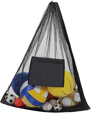 INOOMP Große Ballnetztasche Tasche für Fußballbälle Mesh-Balltasche Team Mesh-Sporttasche Kordelbeutel Fußball-Aufbewahrungstasche Fußball-Tragetasche große Netzbeutel Segeltuch Schwarz