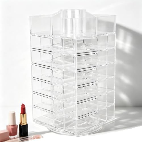 Jwthee Organizzatore di rossetto a rotazione a 360 gradi, supporto per rossetto da 53 slot organizzatore per trucco di grande capacità Organizzatore trasparente per il display di