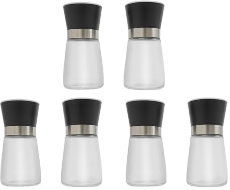 Lot de 6 moulins à sel et à poivre réglables pour gros sel, sel et poivre avec noyau de broyage en céramique pour sel, poivre, piment