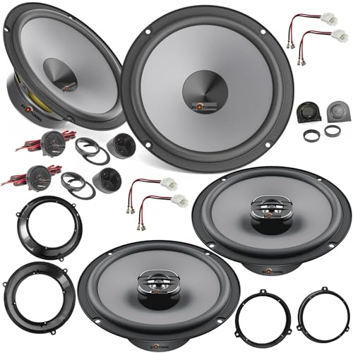EvoTuning Kit 6 Casse Altoparlanti per Fiat Panda 169 dal 2003 al 2012 compatibile con Hertz K165+X165 Anteriori e Posteriori + 4 Anelli Adattatori da 165mm + 2 Cp Cavi + 1 Cp Griglie Tweeter