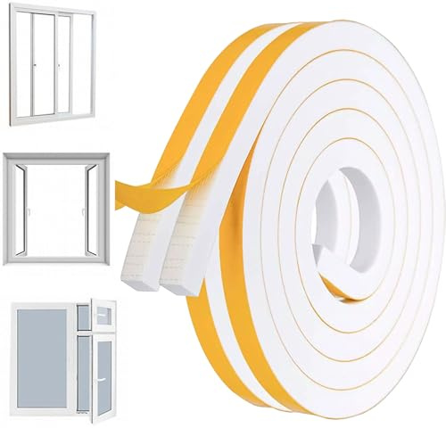 Mppchhn Burlete,Cinta Adhesiva de Espuma Aislante de 5 m para Puerta Principal - Sellado para Ventanas de Casa Ducha Garaje Vidrio de Coche y Marco de