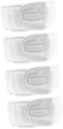 LIFKOME Bandeau Femme Maquillage Lot de 4 Blanc Élastique et Ajustable avec Ruban Adhésif Taille Unique pour Soins Visage Bain et Nettoyage du Visage