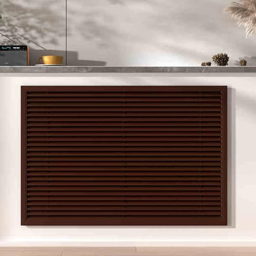 Moderna cubierta para radiador con rejilla – Elegante solución de almacenamiento para sala de estar, dormitorio, baño – Diseño vertical marrón oscuro de 90 cm