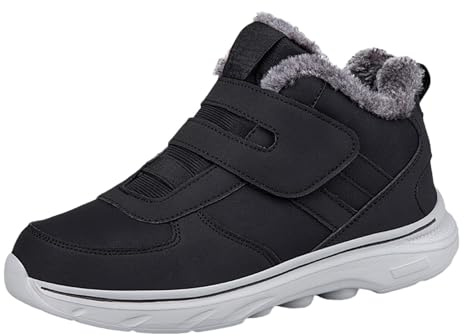 Generisch Winter Shoes Men's Lined Ankle Boots Warm Winter Boots High Boots Non-Slip Soft Sole Hiking Boots Plain Mountain Boots Slip On Boots Comfortable Thermal Boots Walking Shoes, black, 7 UK