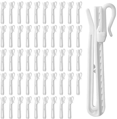 Xthrotsenk 50 Pcs Plastic Pinch Pleat Curtain Hooks Adjustable Curtain Hooks for Curtains Drapes Pinch Pleat Thickened Drapery Hook for Pleated Drapes Window Door Shower White