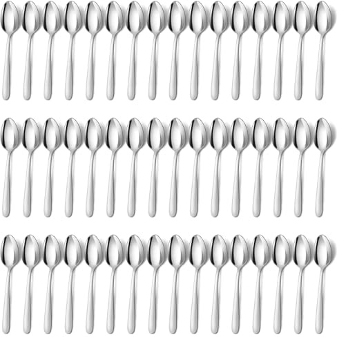 BEWOS 48 Stück Suppenlöffel Set - 8 Zoll (20,4cm) Löffel Set, Edelstahl Esslöffel, Spiegelpoliert Tafellöffel, Spülmaschinenfest, Silber Löffel für Haus, Küche oder Restaurant
