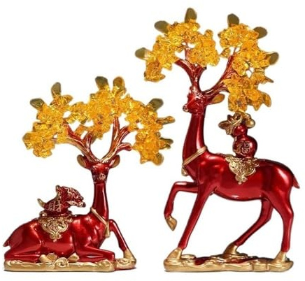 FengShui Albero dei soldi citrino, cervi gemelli della fortuna che aprono la casa, decorazioni for l'inaugurazione Arredamento