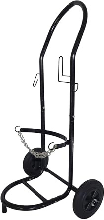 Relaxdays Transportwagen für 5–33 kg Gasflaschen, schwarz | HBT: 102x52x60 cm, Vollgummireifen, Gasflaschenwagen, Stahl