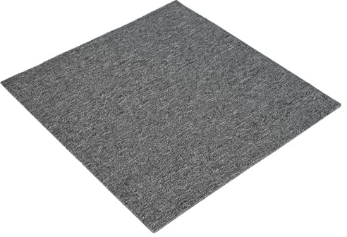 vidaXL Tappeto grigio medio, 50 x 50 cm, 36 pezzi, in polipropilene e bitume, per camera da letto, pavimenti modulari, tappeto morbido, per interni, piastrelle per soggiorno, soluzioni eleganti