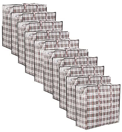 Zuvo Extra Large Laundry Bags with Zip (10-Pack) - Waterproof, Durable, Reusable Storage Solution for Packing, Better than Moving Boxes, 80x30x60 CM