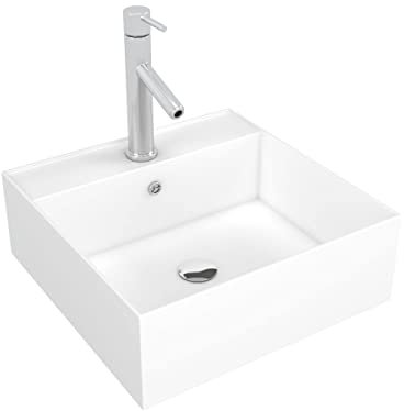 Vasque à poser carrée en céramique - 41x41x15cm - SQUARY