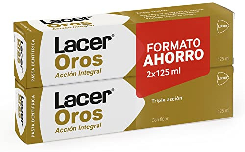 LACER OROS - Pasta de Dientes 2 x 125 ml, Protección Bucodental Integral, Triple Acción, Previene el Sangrado, Reduce la Sensibilidad Dental, Protege Contra la Caries