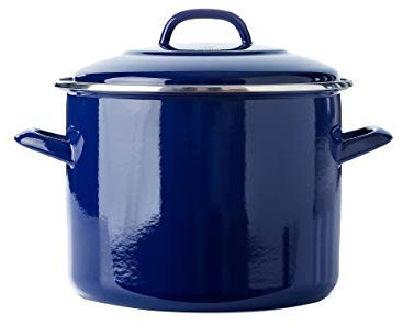 BK Indigo Marmite Allemande Émaillée Héritage Néerlandaise en Revêtement Antiadhésif en Céramique sans PFAS avec Couvercle, 24 cm/8.7 Litre, Induction, Lavable au Lave-Vaisselle, Au Four, Bleu Cobalt