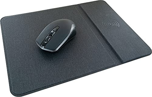 SCHWAIGER 660098 QI Mouse Pad mouse wireless abilitato QI Tappetino per mouse Caricatore a induzione Stazione di ricarica induttiva Indicatore di ricarica a LED Rivestimento antiscivolo Wireless USB-C