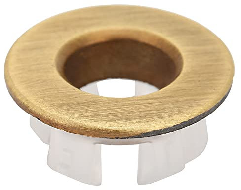 Coperchio Troppopieno Lavello Ottone 1.5cm, Anello Scarico a Pressione Senza Attrezzi per Lavabi Ceramica Bagno Cucina, Sistema Compatibile con Lavandini Hotel e Centri Commerciali