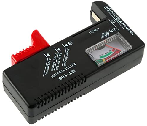 GTIWUNG Tester per Batterie, Tester Tensione Batteria Universale per AA/AAA/C/D-1.5V, PP3-9V e Batterie a Bottone, Tester Batteria con Display Analogico, Ideale per Uso Domestico