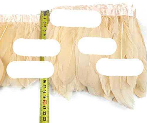 15-20cm Gänsefeder Borte Gefärbte Gänsefedern Bänder 2 Yards/Los Gänsefeder Stoff Gürtel DIY Dekorative-Beige,10 PCS
