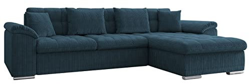 Mirjan24 Ecksofa Diana Cord, Eckcouch mit Bettkasten und Schlaffunktion, Elegante Couch, Polsterecke Sofa, Couchgarnitur, L-Form Schlafsofa, Farbauswahl (Poso 05, Seite: Rechts)