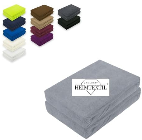 EXKLUSIV HEIMTEXTIL Doppelpack Marke Frottee Spannbettlaken Grau 180 x 200 cm
