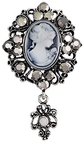 Broschennadeln for Frauen, Vintage-Broschen for Frauen, Damen, Kristall, Dame, Königin, Kamee, Brosche, Mantel, Jacke, Kleid, Schal, Schal, Dekoration, Accessoires, Schmuck (Color : Grey) (Color : gr