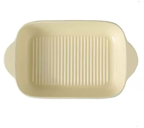 LUCBEI Lasagnera Teglia da Forno in Ceramica con Manico, teglia da Forno in Ceramica, teglia Rettangolare for Lasagne, teglia, 8 Pollici Teglie da Forno (Color : Blanc)