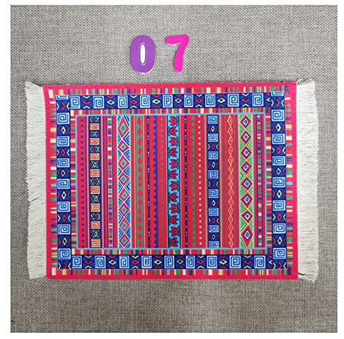 Egurs Mauspad Teppich Muster Perser Stil Orientteppich Mini Teppich Untersetzer mit Quaste Computer Zubehör Bunte Glasuntersetzer Glascoaster 7#